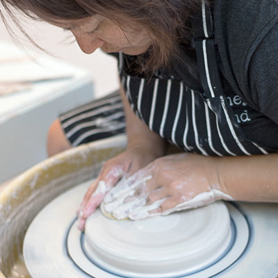 Medium porcelain bowl with purple Jacarandas