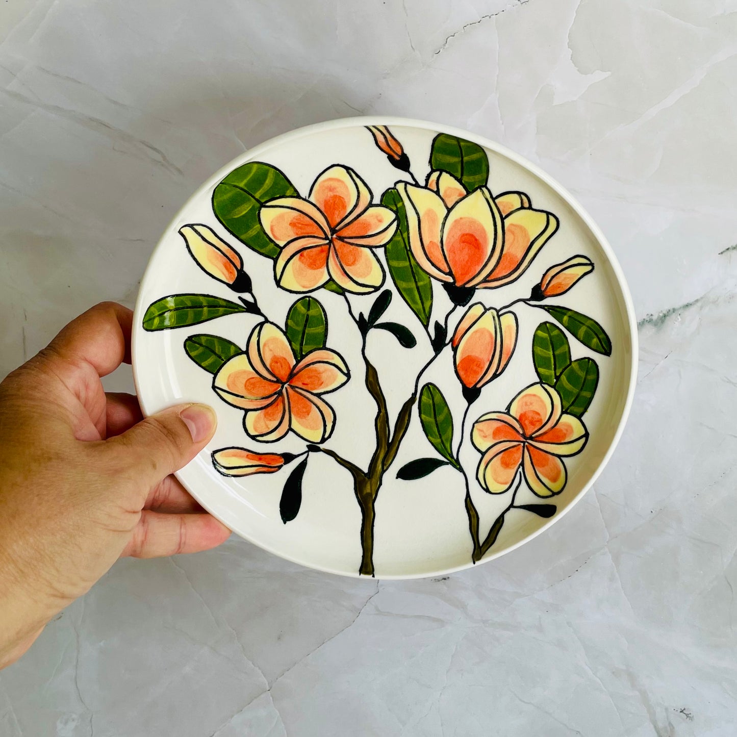 #26: Lunch plate  - Pink frangipani design