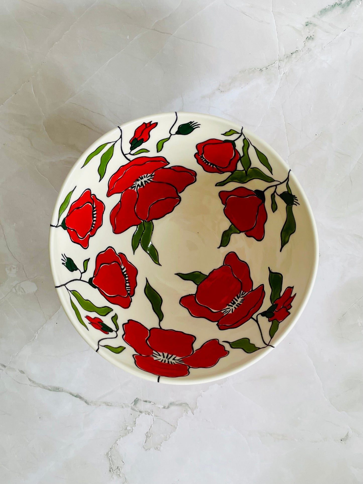 #33: Noodle bowl  - Red poppy design
