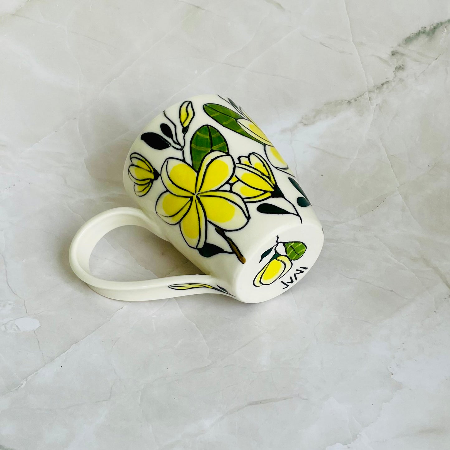 #15: Cup  - Yellow frangipani design