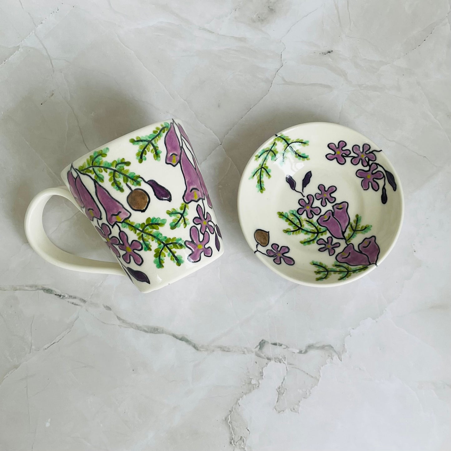 #4: Small cup & saucer set - jacaranda design