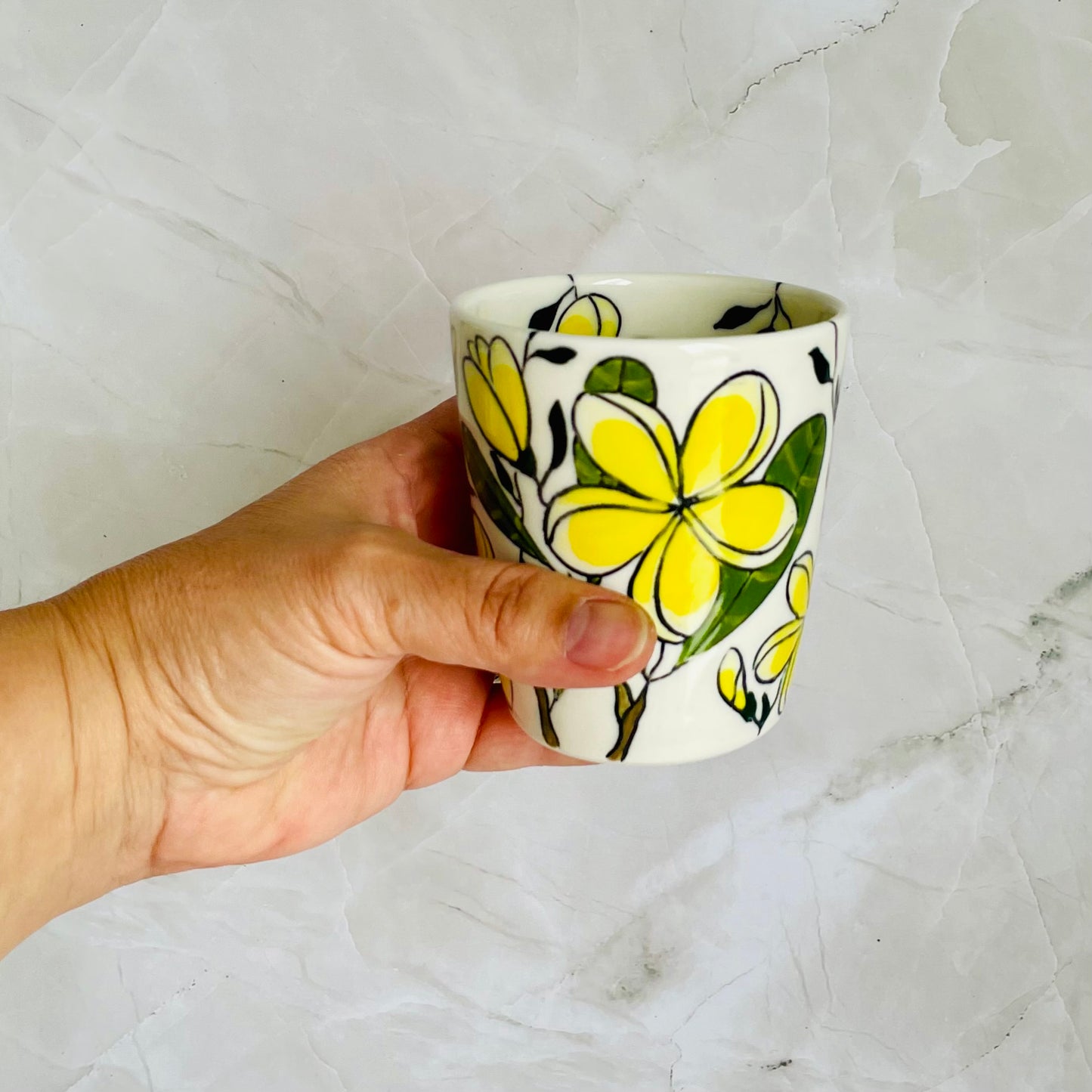 #24: Tumbler  - Yellow frangipani design