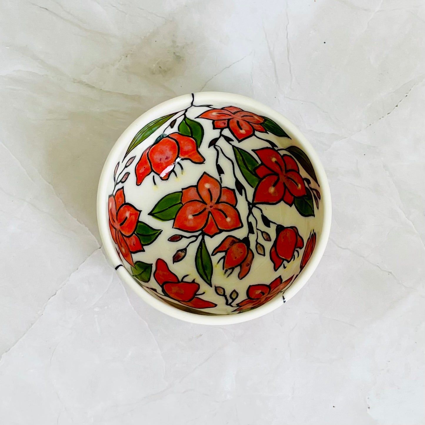 #43: Dipping bowl  - Bougainvillea design
