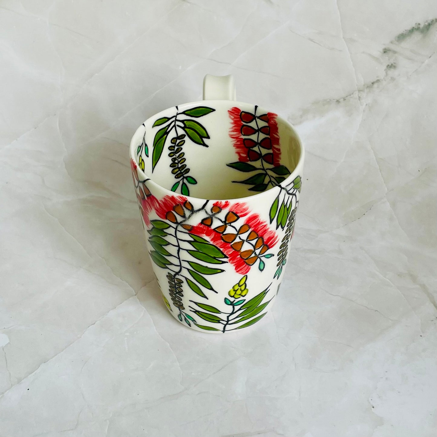 #13: Cup  - Red bottlebrush (callistemon) design