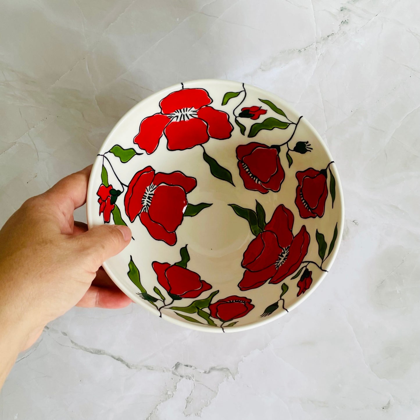 #33: Noodle bowl  - Red poppy design