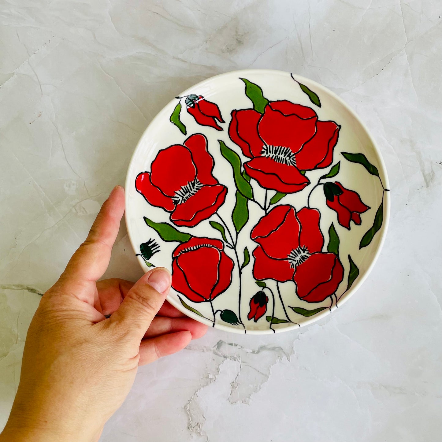 #25: Lunch plate  - Red poppy design