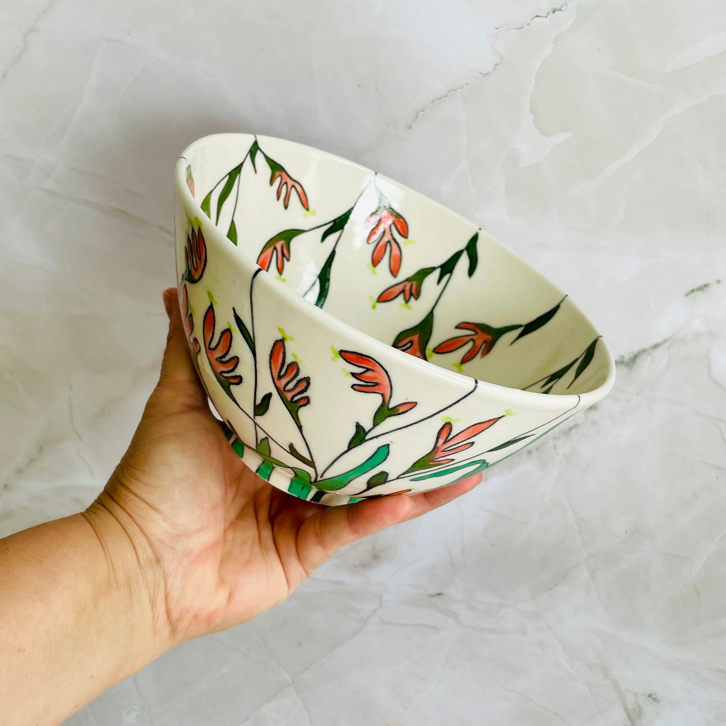 #32: Noodle bowl  - Pink kangaroo paw design