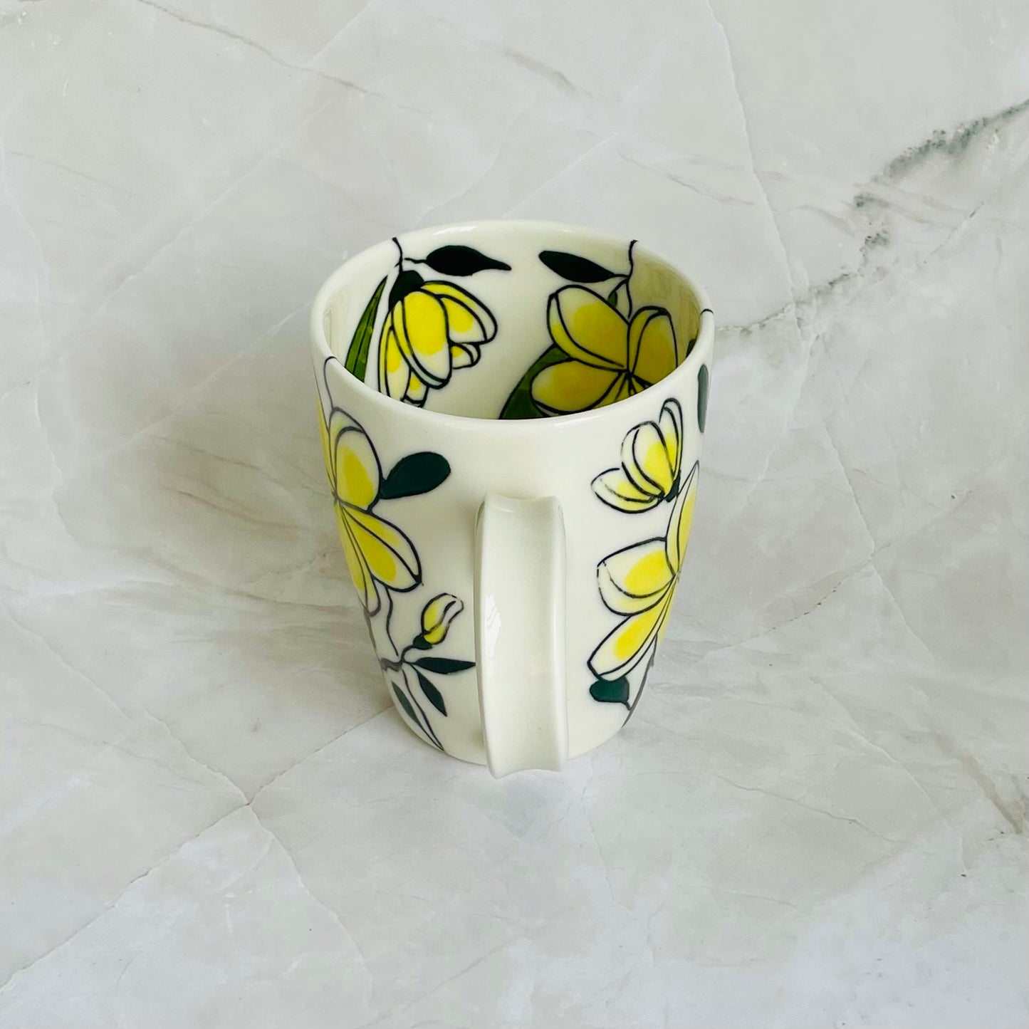 #15: Cup  - Yellow frangipani design