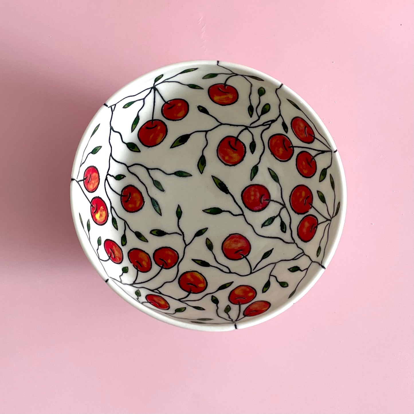 Small porcelain bowl with cherry design