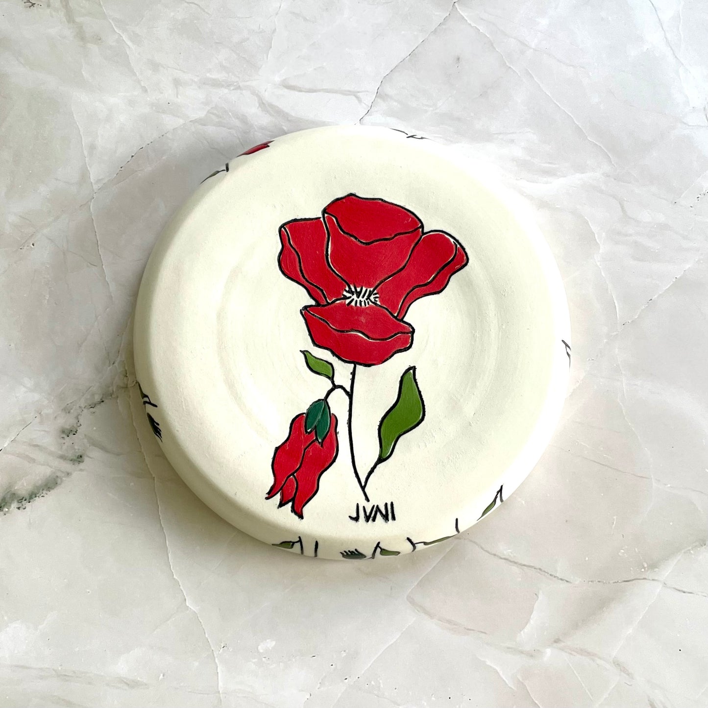 #25: Lunch plate  - Red poppy design