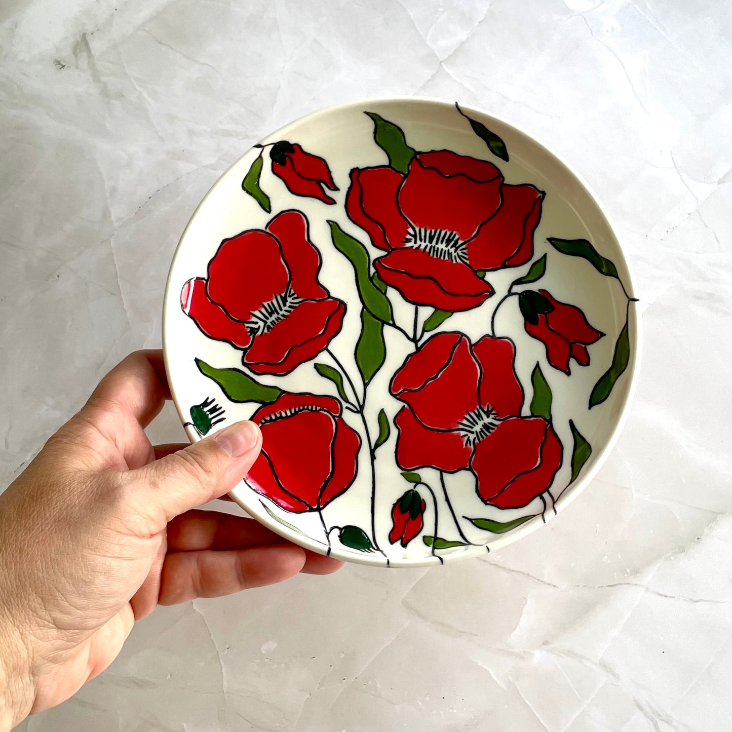 #25: Lunch plate  - Red poppy design