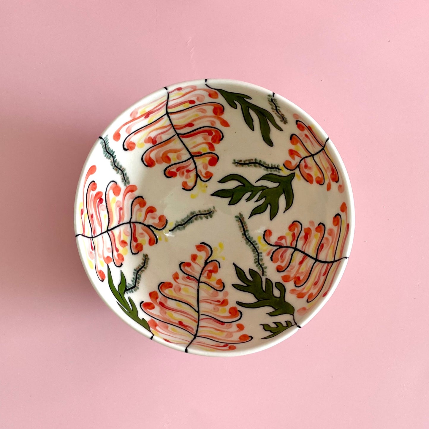 Small porcelain bowl with native Australian grevilleas