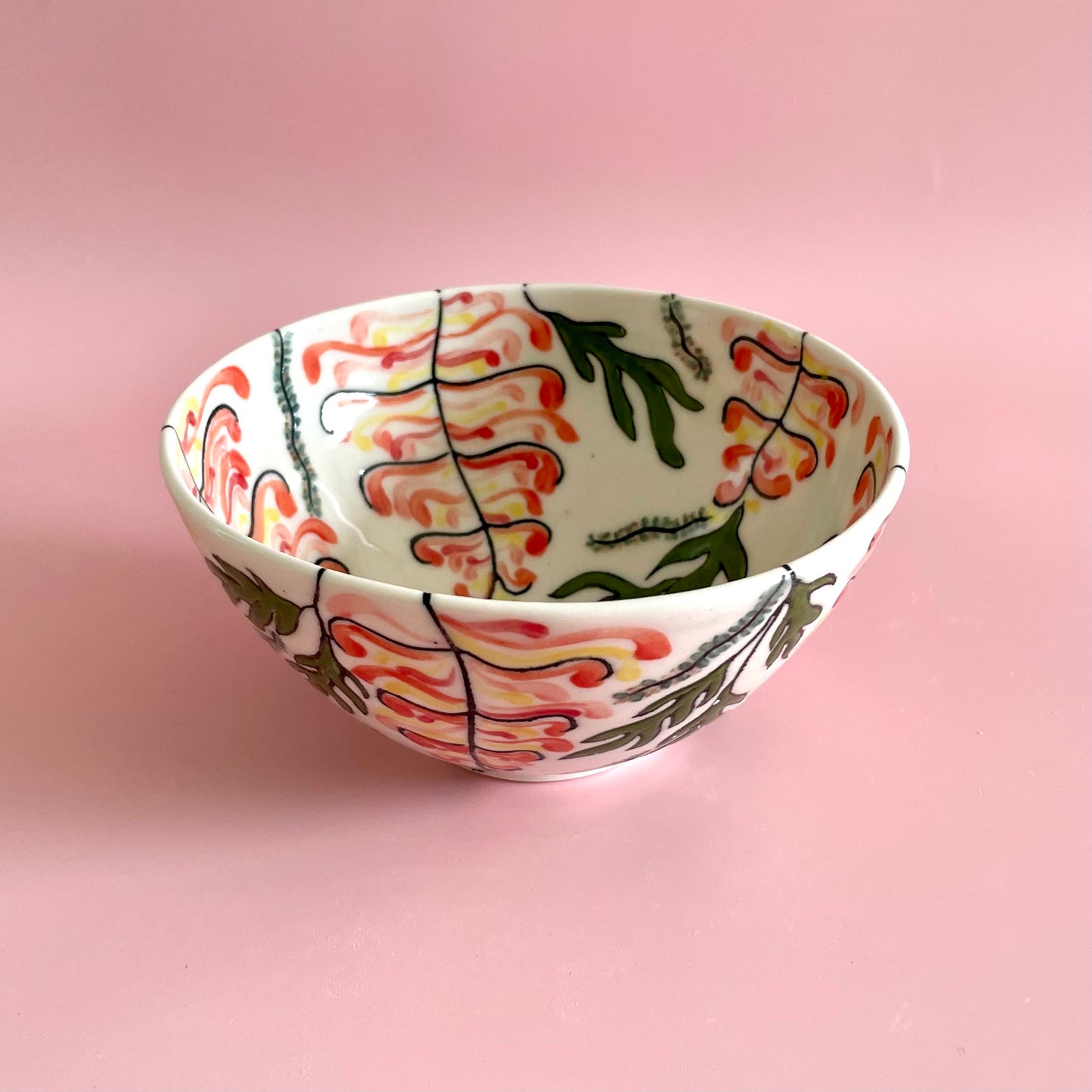 Small porcelain bowl with native Australian grevilleas