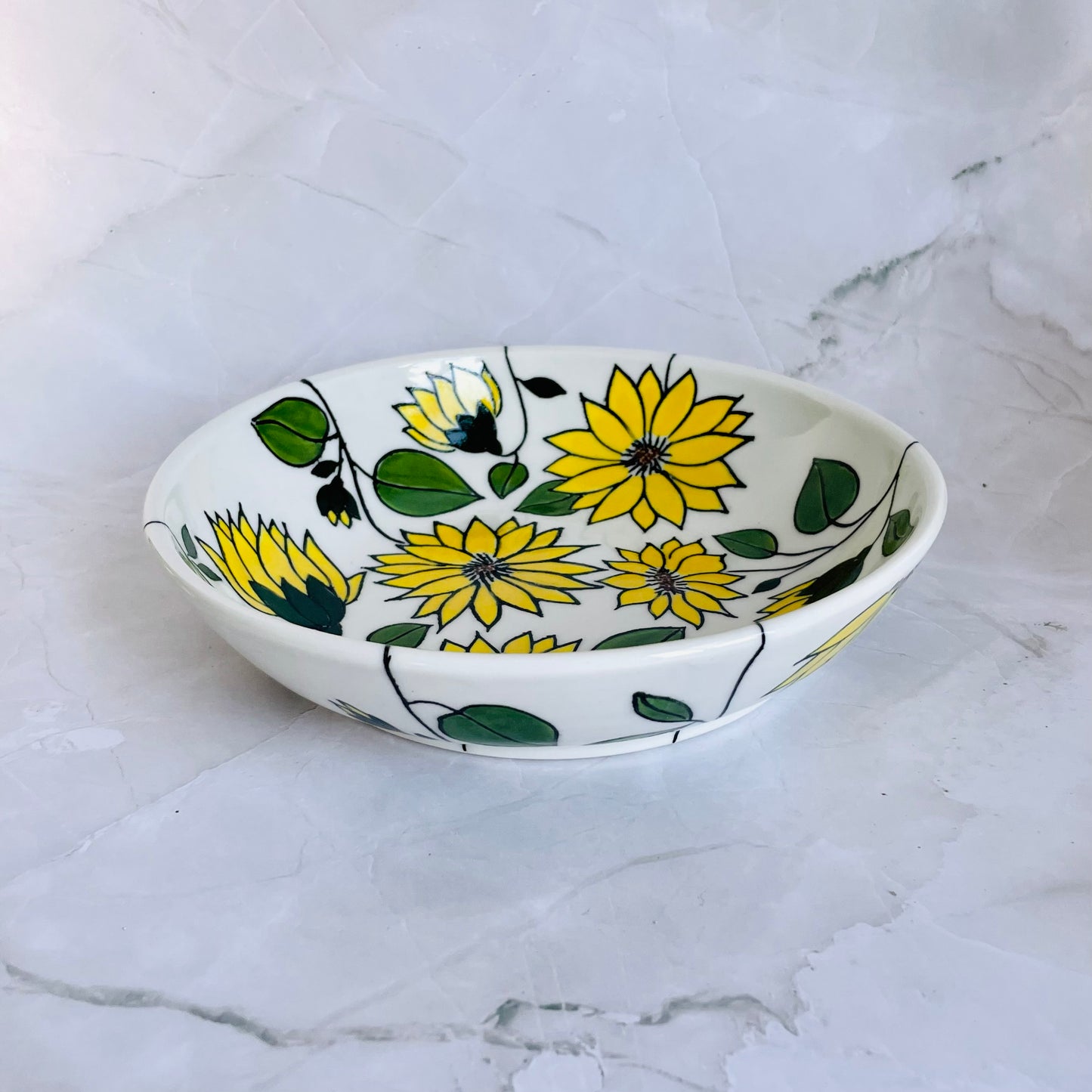 #49: Wide pasta bowl  - Sunflower design