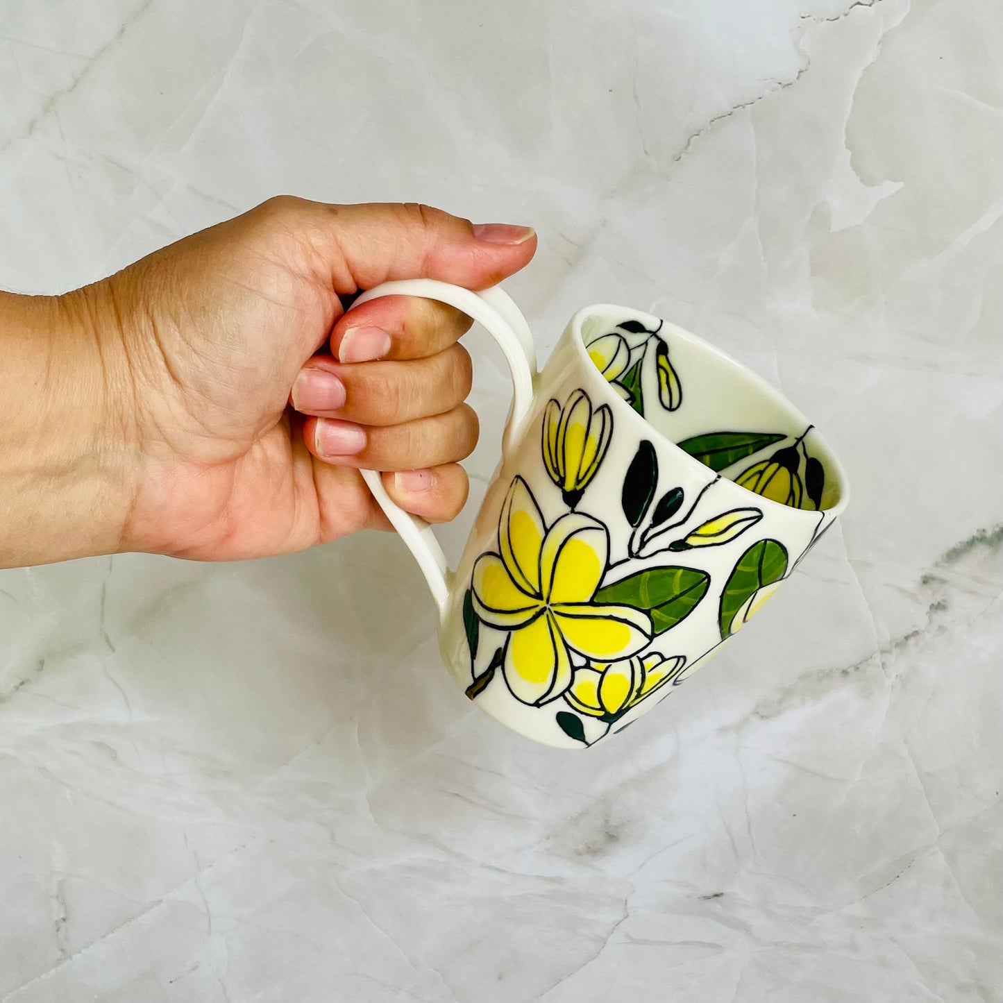 #15: Cup  - Yellow frangipani design