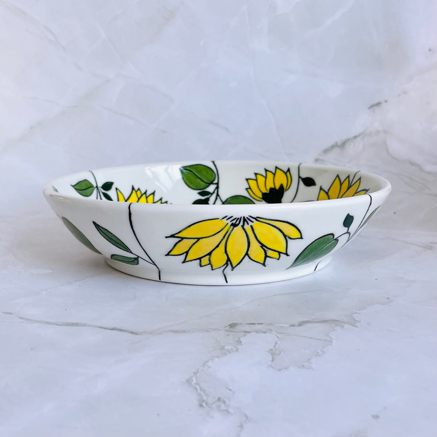 #49: Wide pasta bowl  - Sunflower design