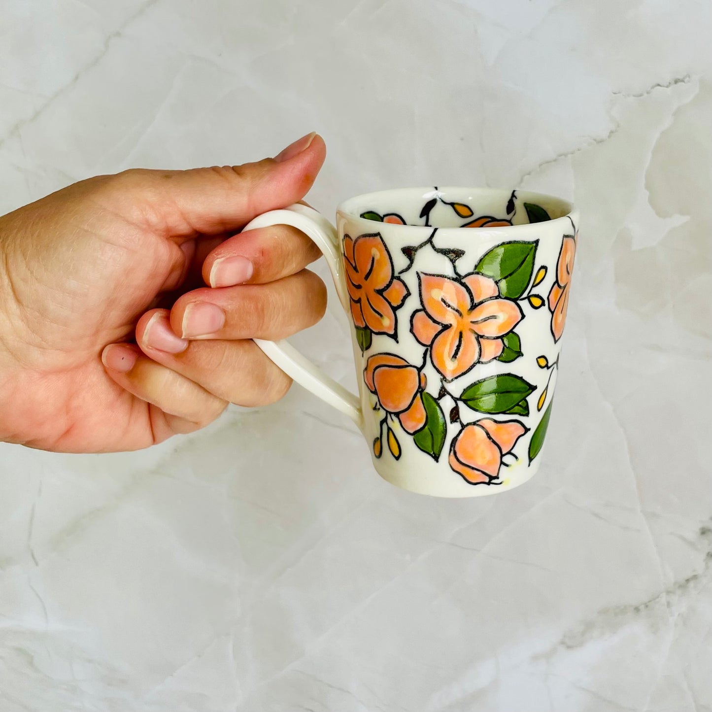 #2: Small cup & saucer set - bougainvillea design