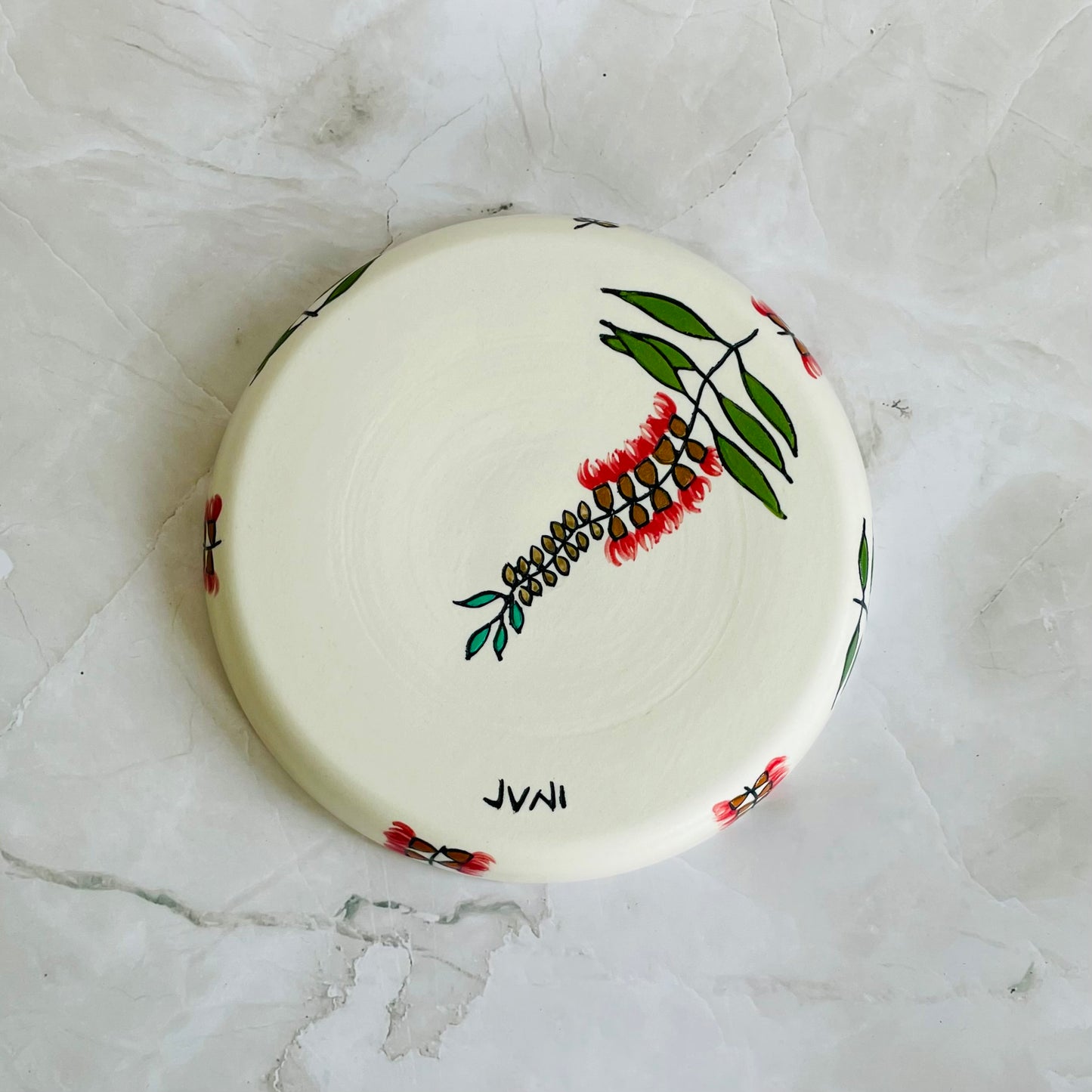 #29: Lunch plate  - Red bottlebrush (callistemon) design