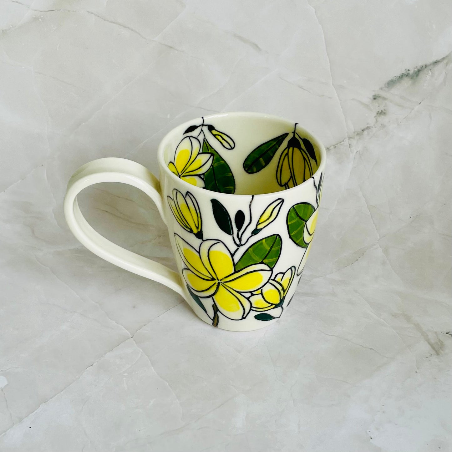 #15: Cup  - Yellow frangipani design