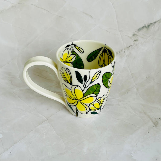 #15: Cup  - Yellow frangipani design