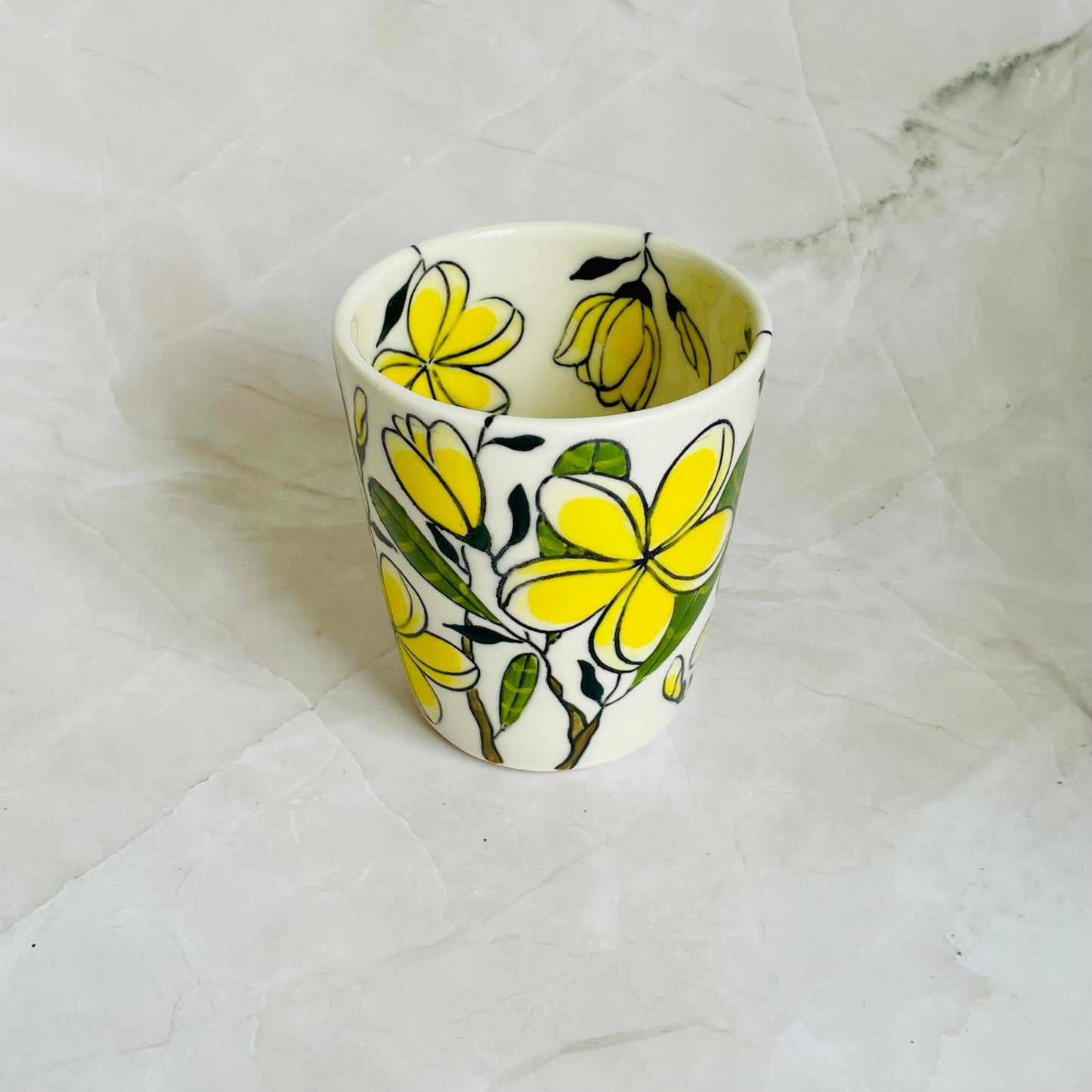 #24: Tumbler  - Yellow frangipani design
