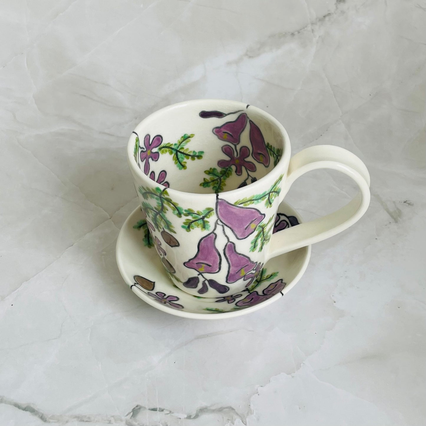 #4: Small cup & saucer set - jacaranda design