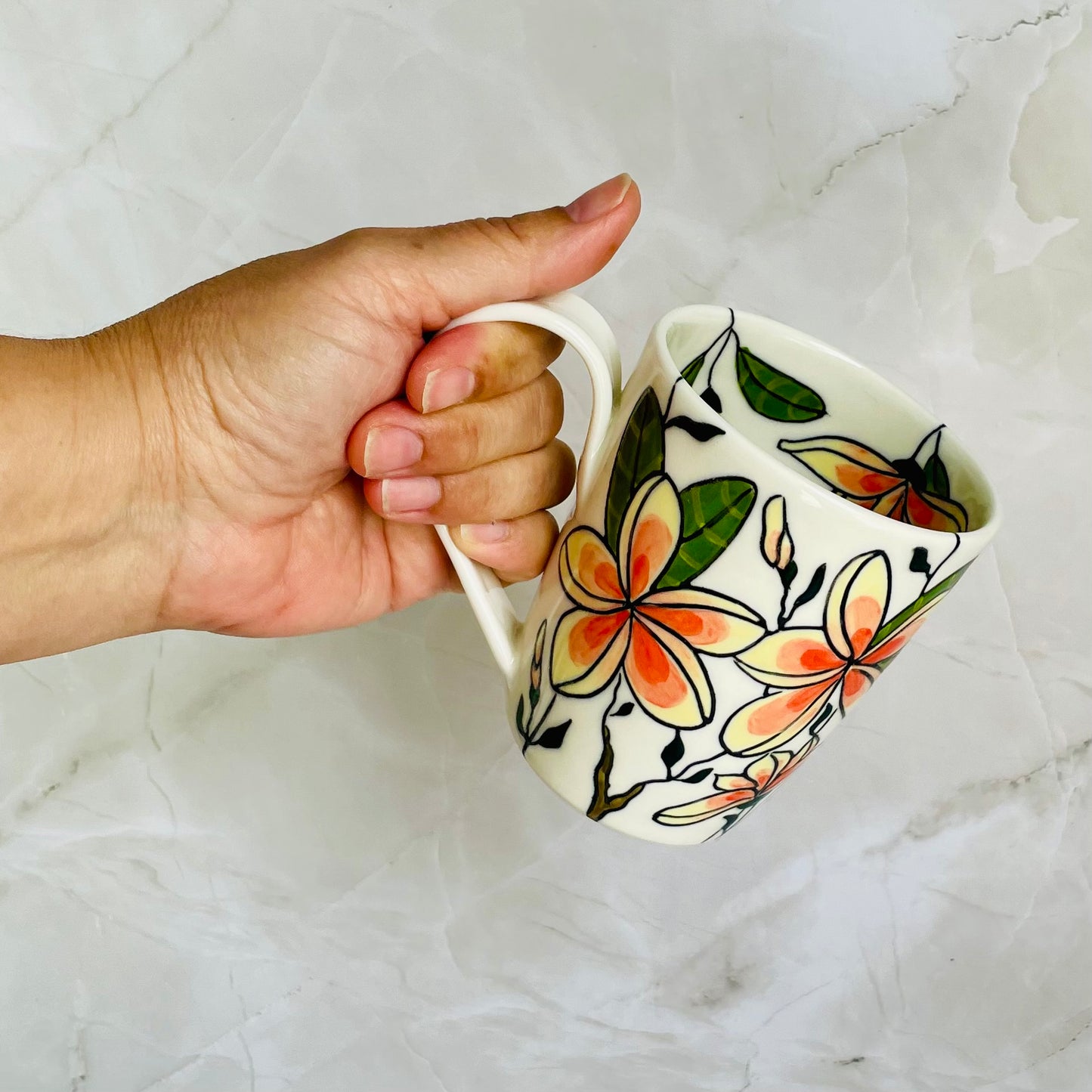 #18: Cup  - Pink frangipani design