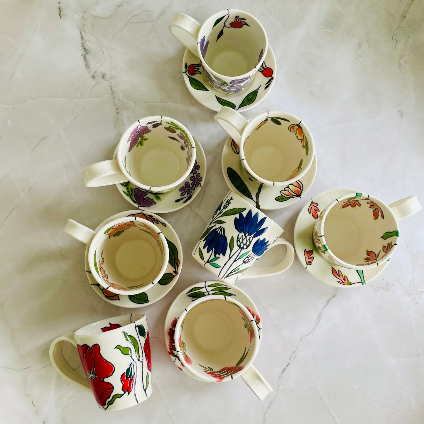 #4: Small cup & saucer set - jacaranda design