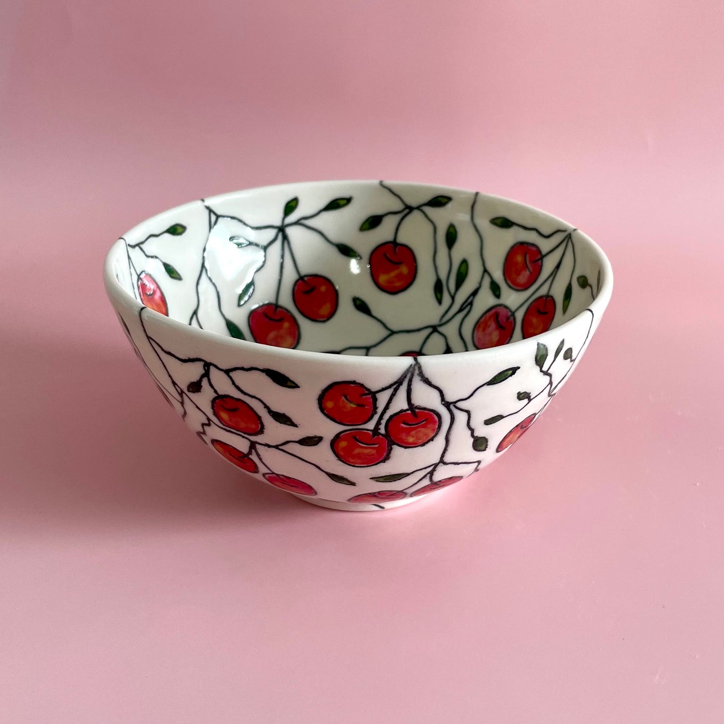 Small porcelain bowl with cherry design