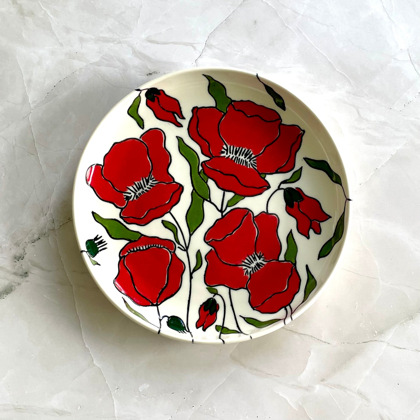 #25: Lunch plate  - Red poppy design