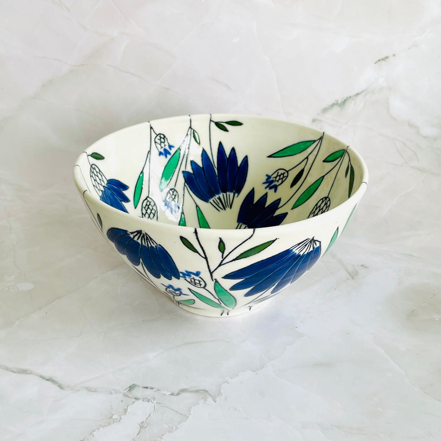 #31: Noodle bowl  - Blue coneflower design
