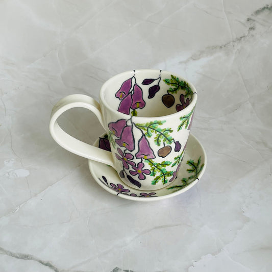 #4: Small cup & saucer set - jacaranda design