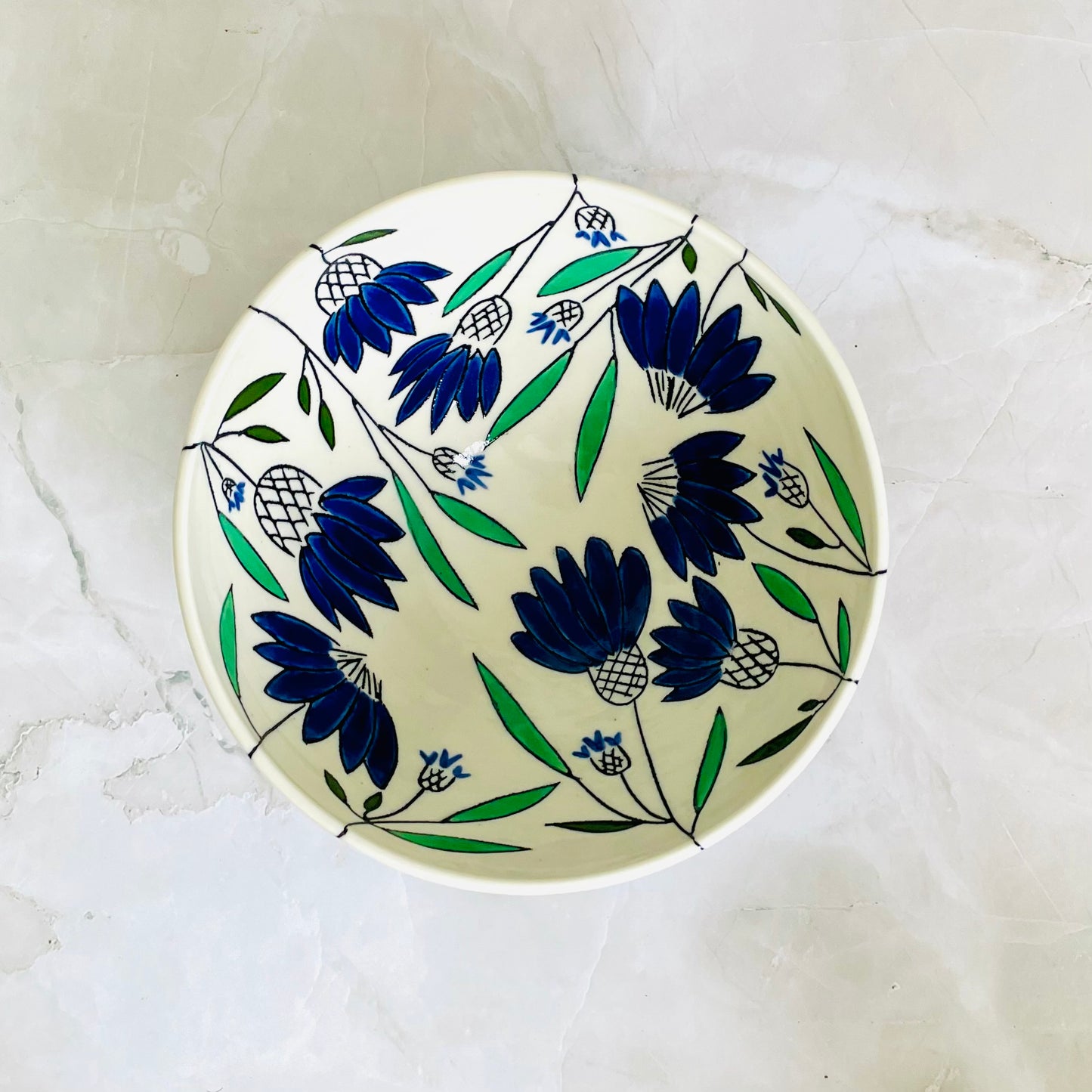#31: Noodle bowl  - Blue coneflower design