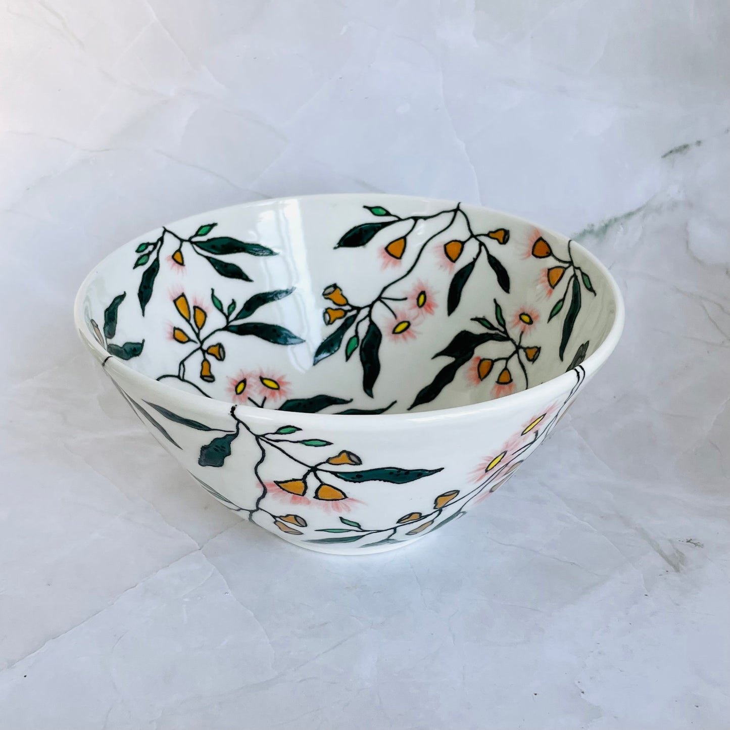 #38: Noodle bowl  - Fairy wren birds in a flowering gum tree design