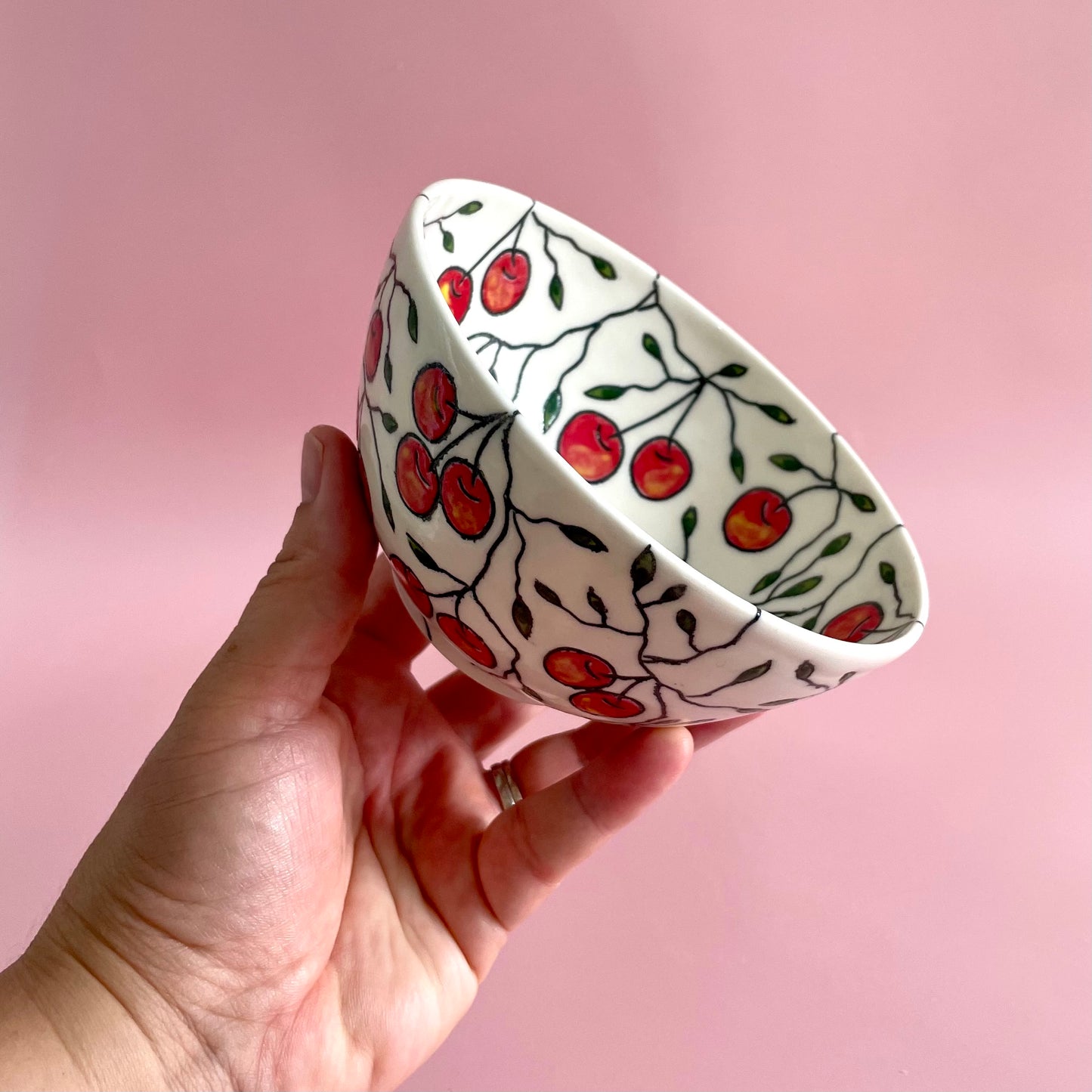 Small porcelain bowl with cherry design