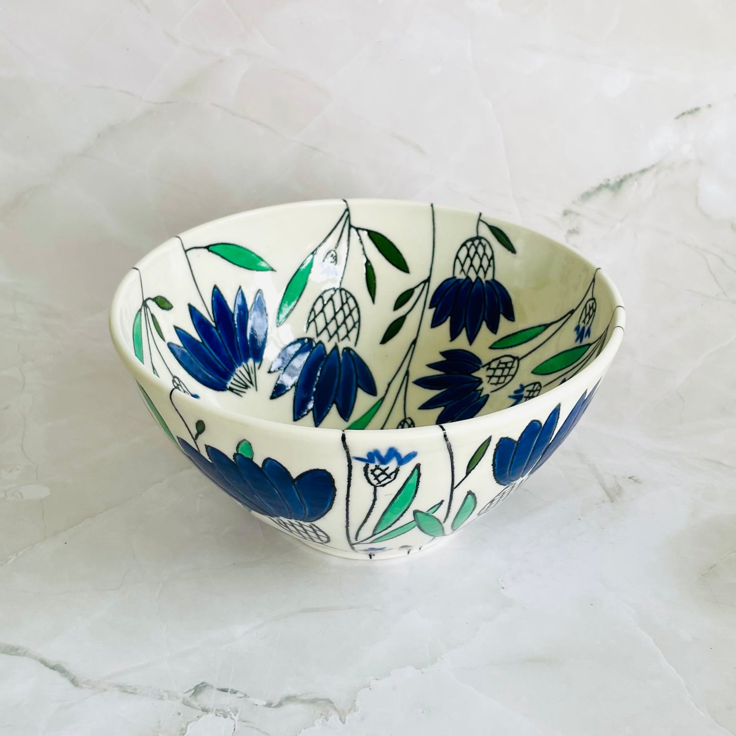 #31: Noodle bowl  - Blue coneflower design