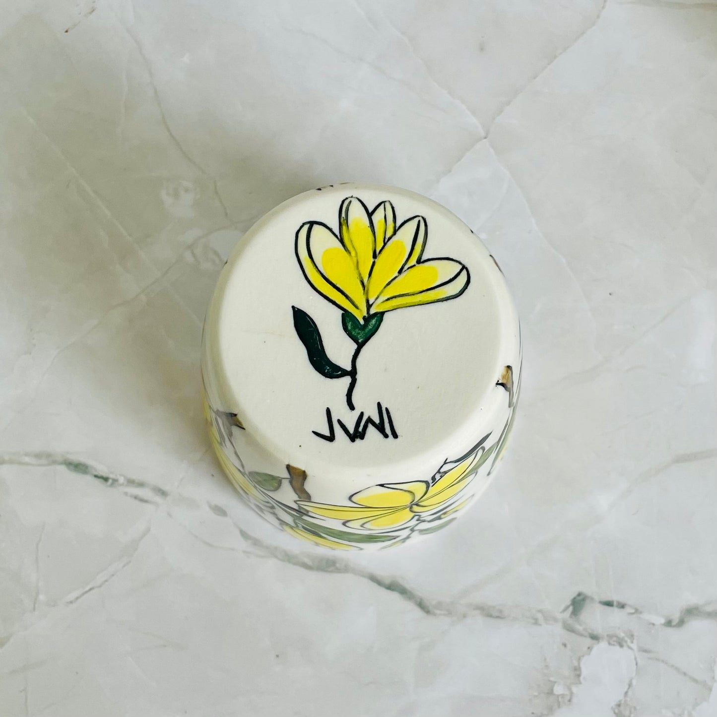 #24: Tumbler  - Yellow frangipani design