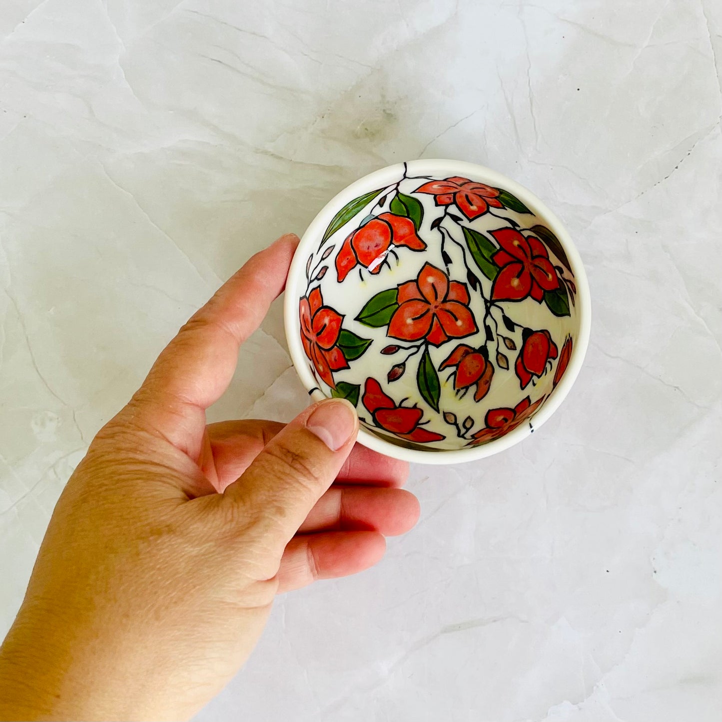 #43: Dipping bowl  - Bougainvillea design