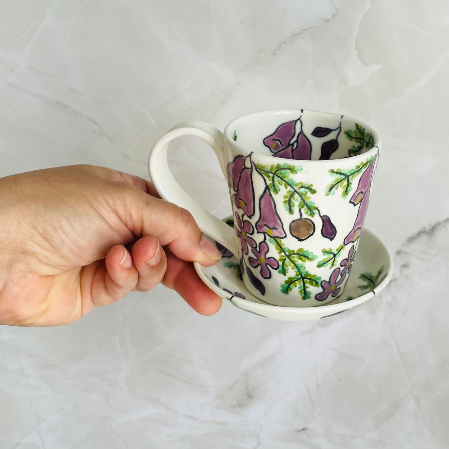 #4: Small cup & saucer set - jacaranda design