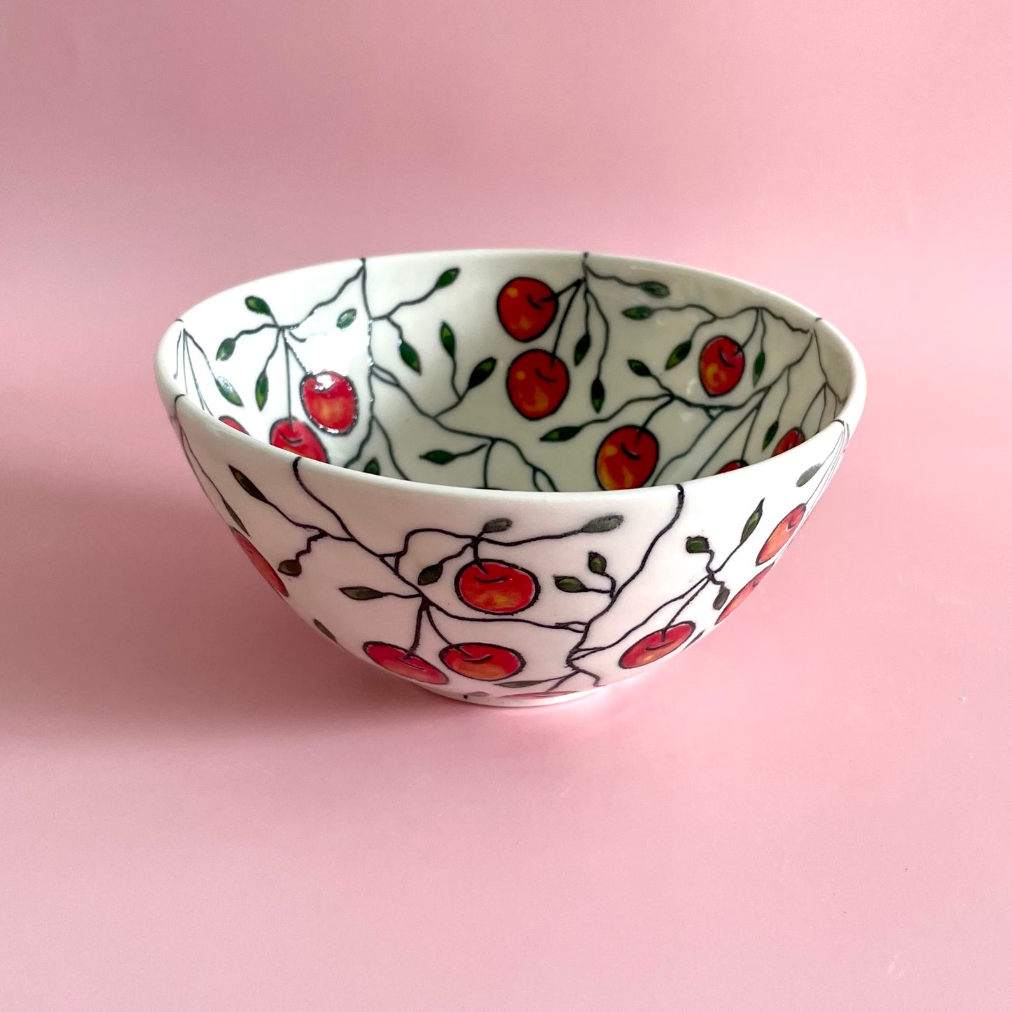 Small porcelain bowl with cherry design
