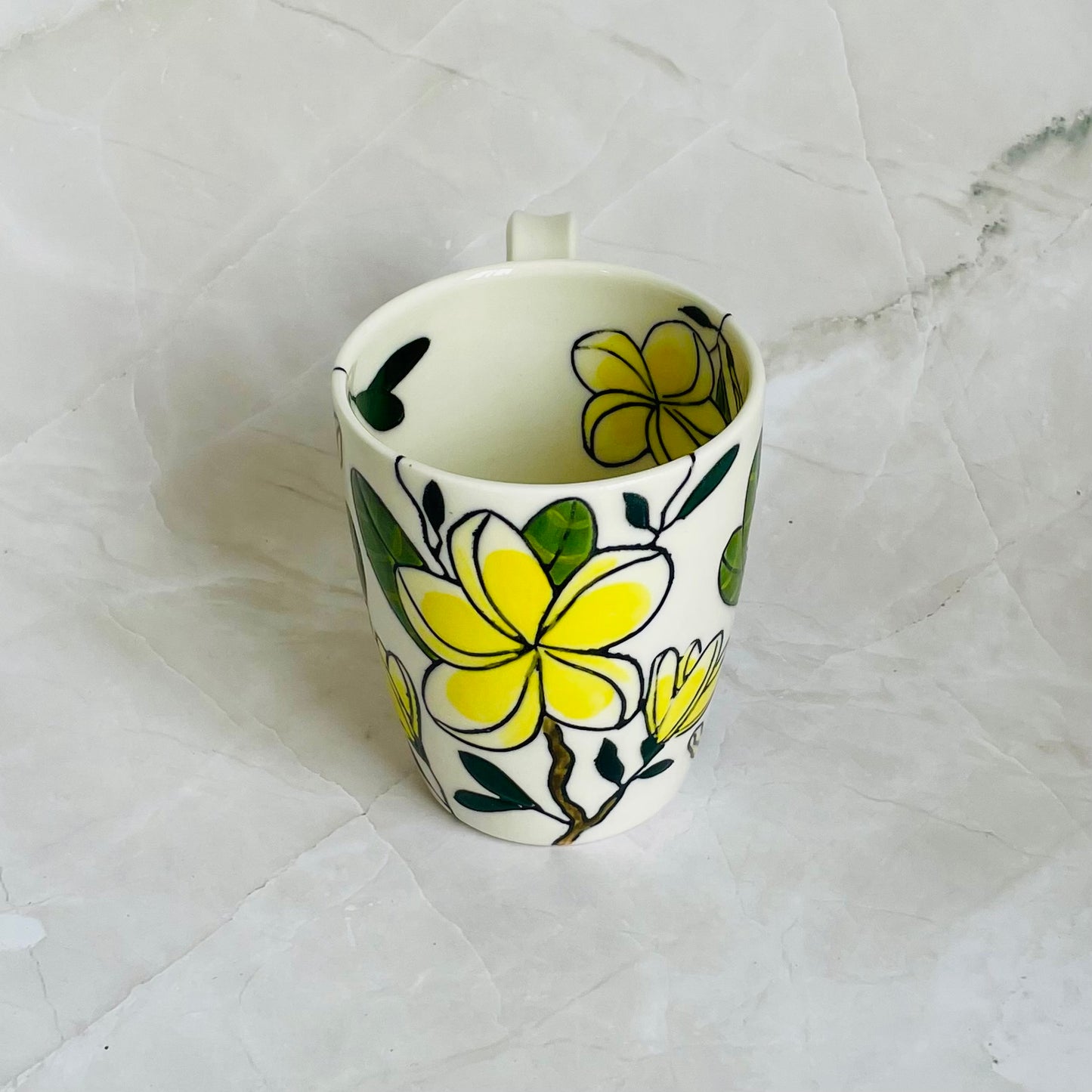 #15: Cup  - Yellow frangipani design