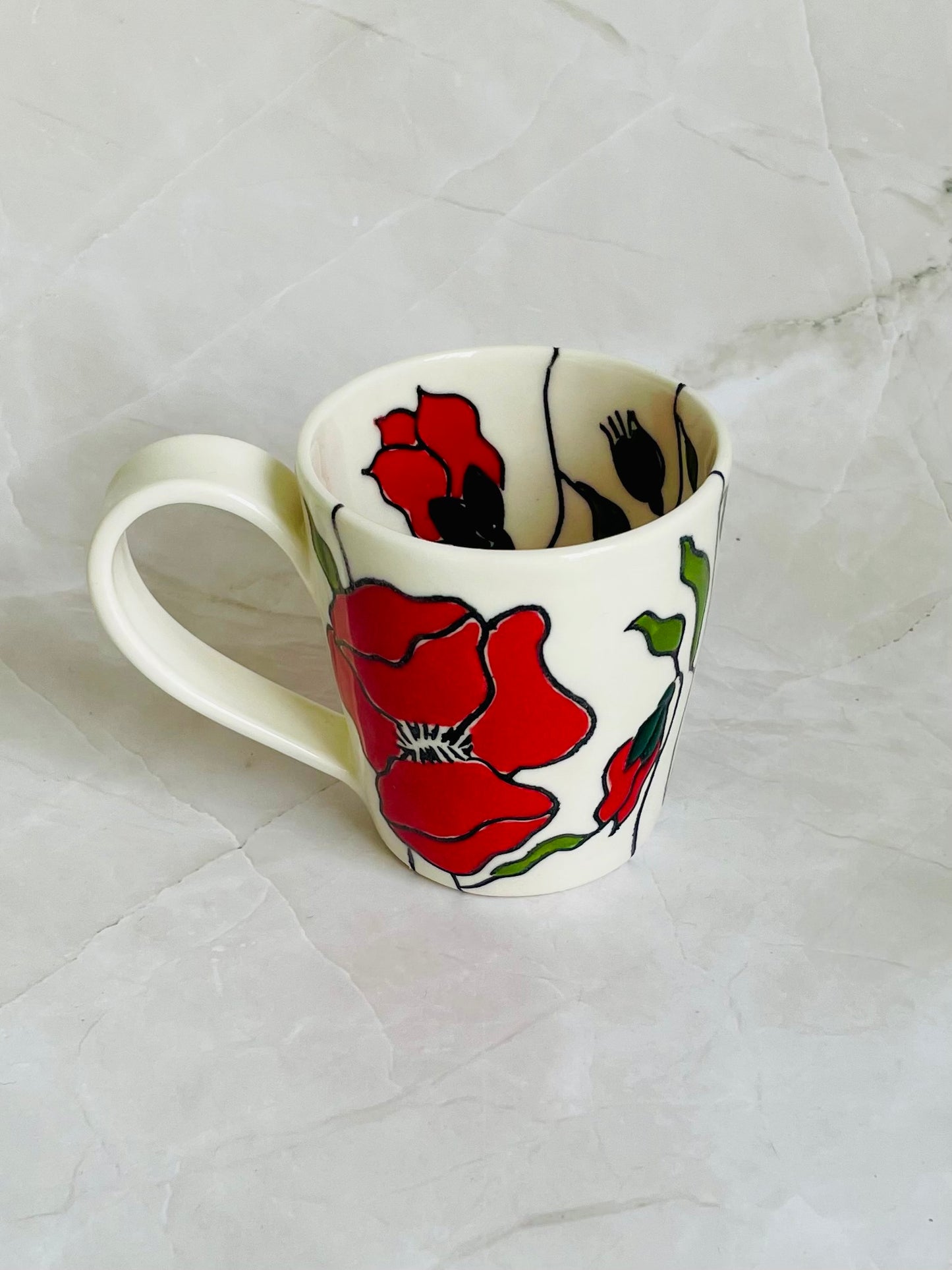 #7: Small cup  - red poppy design