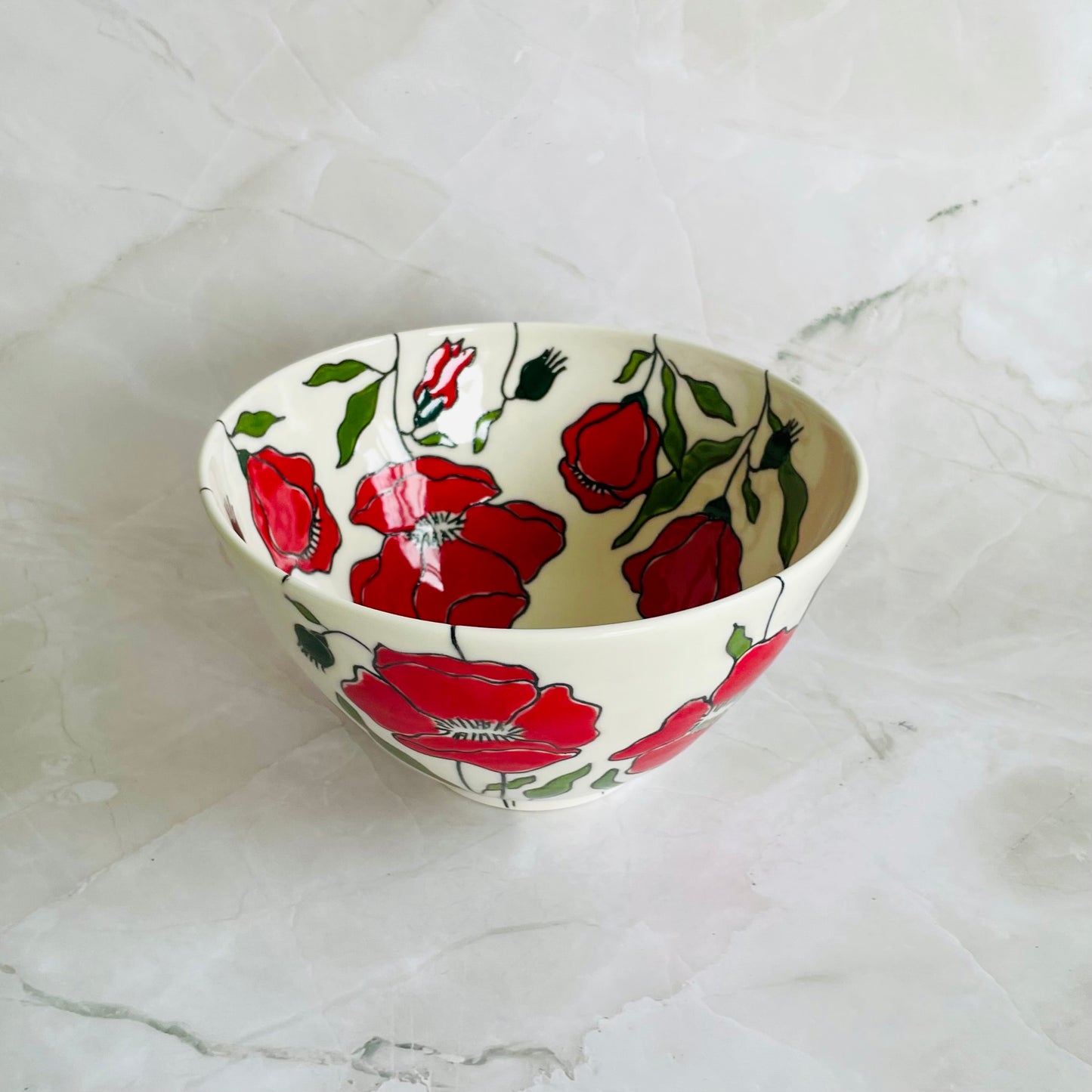 #33: Noodle bowl  - Red poppy design