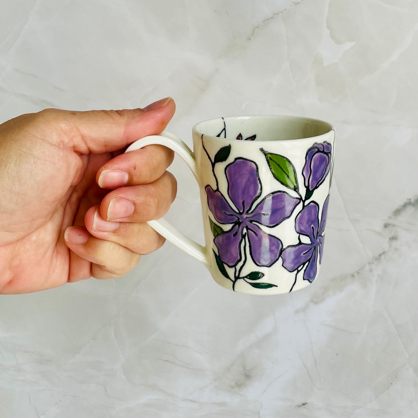 #3: Small cup & saucer set - tibouchina design