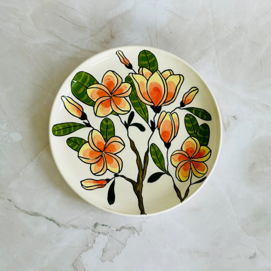 #26: Lunch plate  - Pink frangipani design
