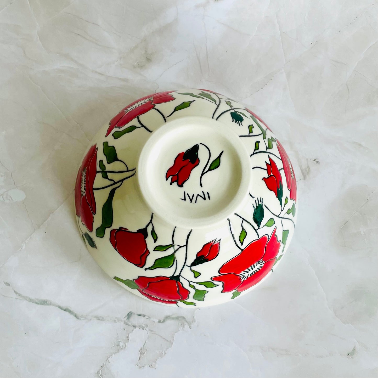 #33: Noodle bowl  - Red poppy design