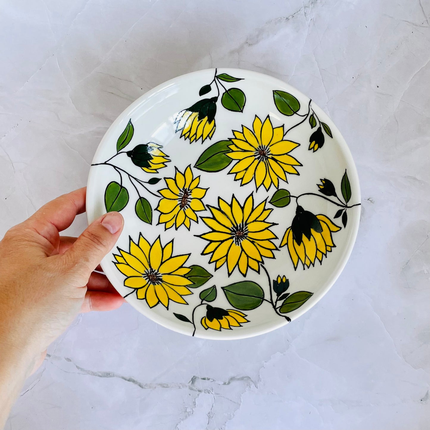 #49: Wide pasta bowl  - Sunflower design