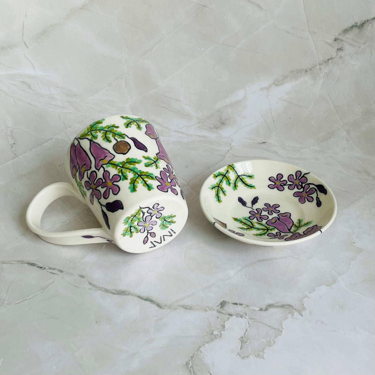 #4: Small cup & saucer set - jacaranda design
