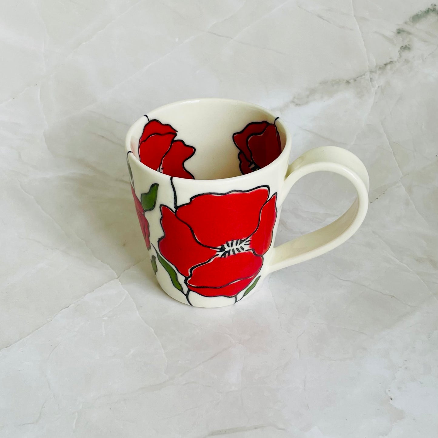 #7: Small cup  - red poppy design