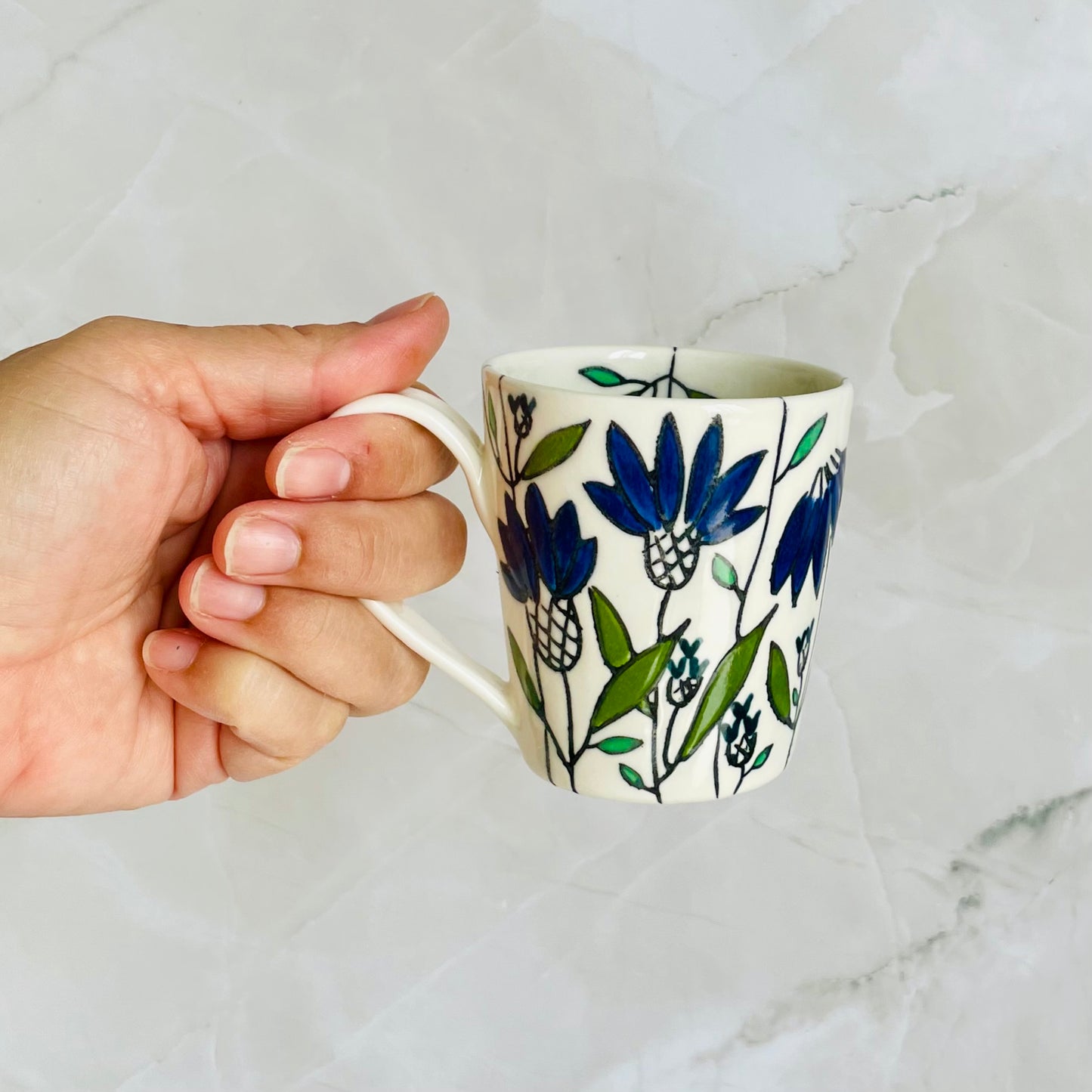 #8: Small cup  - blue coneflower design